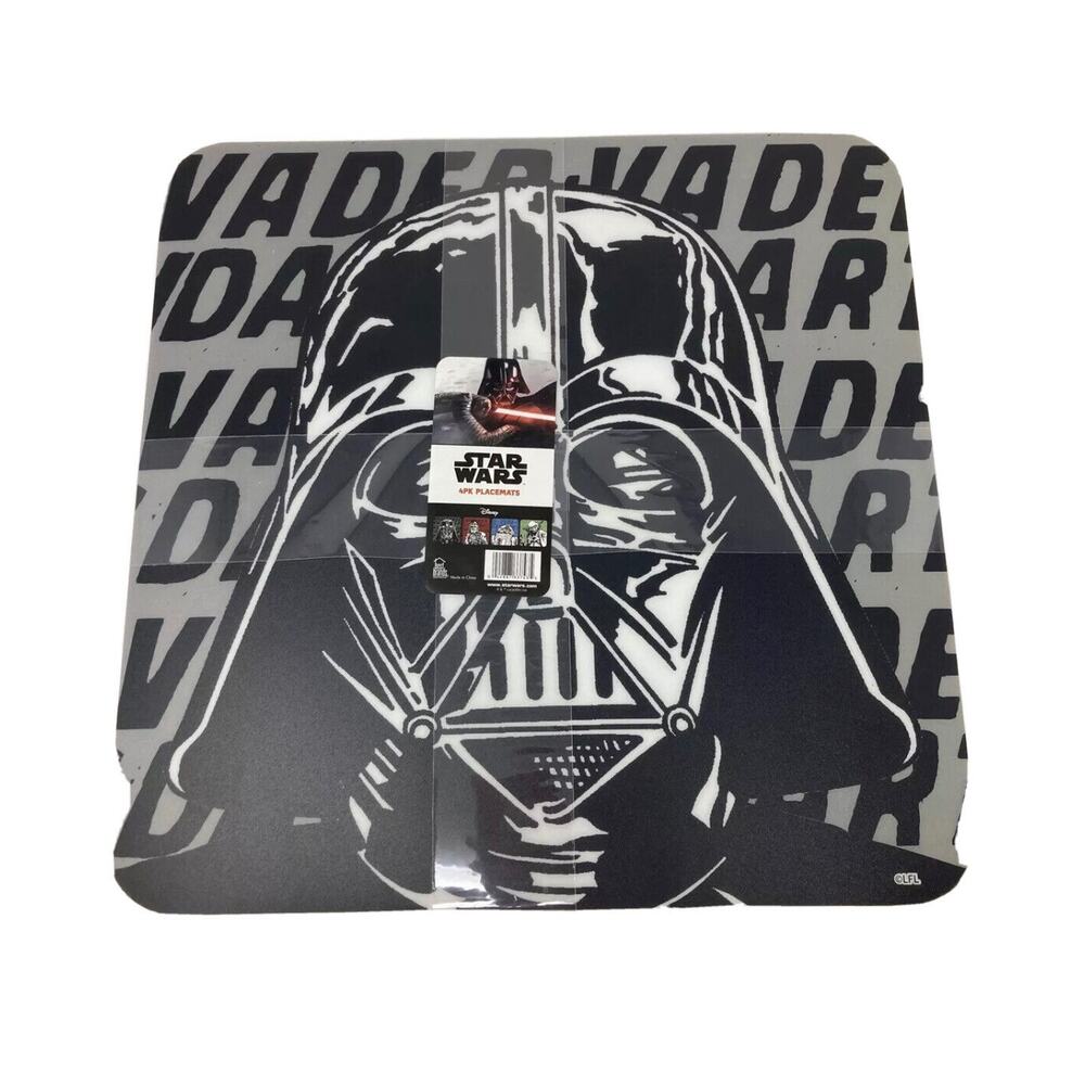 Star Wars Placemats 4pk Vader Yoda R2D2 & Chewbacca Home Kitchen Kids Disney
